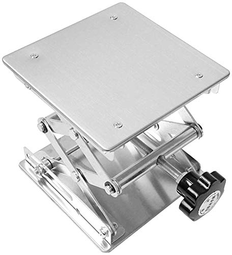 実験台 昇降台 作業台 折りたたみ ジャッキアップ ラボジャッキ ステンレス ミニ昇降台 フラスコ 高さ調整 科学工作 教育 実験 用 15x15x25cm